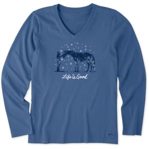 Life Is Good Long Sleeve V-neck T-shirt, Holiday Horse, XL
